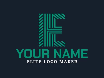 Um logotipo personalizável e inspirador com uma letra 'E' listrada em verde vibrante.