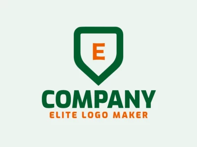 Um logotipo em estilo emblema com a letra "E" dentro de um escudo verde, combinando força e elegância com um design ousado e atemporal.