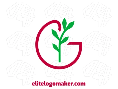 Um logotipo barato com a letra 'G' combinada com uma planta verde, projetado em estilo de letra inicial com formas simples e elementos naturais para um visual fresco e moderno.