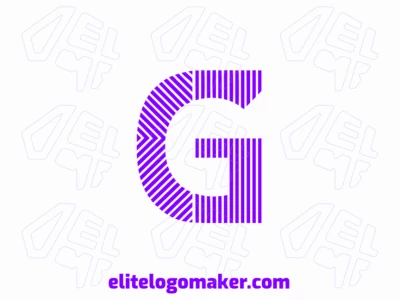 Logo personalizável e destacado com a letra 'G' listrada em roxo, projetado em um estilo listrado ousado e dinâmico.