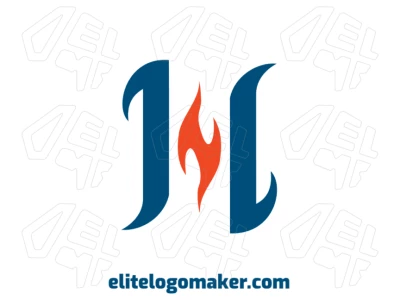 Design de logotipo cool combinando a letra "H" com uma chama abstrata, criando um símbolo dinâmico e atraente para criação de logotipo on-line.