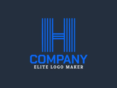 Um logotipo atraente e minimalista com a letra 'H' em azul, projetado com linhas limpas e estilo simples para uma identidade visual moderna.