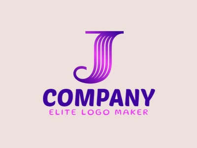 Um logotipo em degradê cativante com uma letra 'J' elegante em tons de roxo e rosa, ideal para uma identidade de marca estilosa e contemporânea.