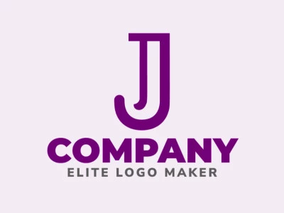 Um logotipo com a letra ‘J’ em um design minimalista, realçado por linhas elegantes e um tom roxo proeminente, perfeito para uma marca moderna.