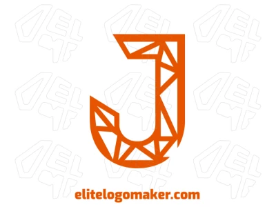 Uma letra "J" laranja em estilo mosaico, ousada e moderna, representando a empresa com cores vibrantes e design dinâmico.