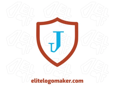 Modelo de logotipo criativo com a letra "J" dentro de um escudo medieval em estilo emblema marcante.