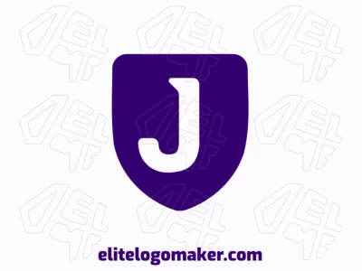 Logotipo notável da letra "J" dentro de um escudo roxo, projetado em estilo emblema para uma identidade visual ousada e memorável.