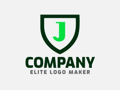 Um logotipo emblema apresentando a combinação da letra 'J' e um escudo, projetado com uma paleta de cores verde para uma identidade de marca forte e duradoura.