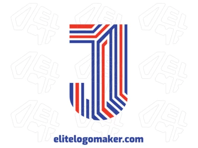 Design de logo conceito com letra "J" de estilo diferenciado e cores vibrantes laranja e azul, perfeito para criar uma identidade de marca distinta.