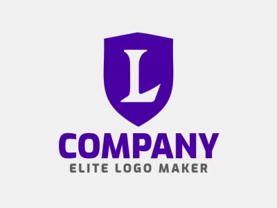 Um logotipo abstrato e inspirador que combina a letra 'L' com um escudo, em tons perfeitos de roxo, ideal para qualquer propósito.