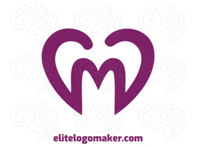 Design de logotipo criativo com a letra "M" em forma de coração, estilo de letra inicial limpo ideal para uma marca moderna e estilosa.