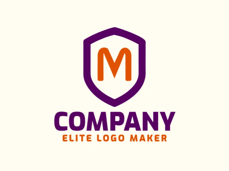 Uma sofisticada ilustração de logotipo de emblema combinando a letra 'M' com um escudo, perfeita para uma empresa distinta.