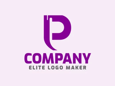 Logotipo customizável com a forma de uma letra "P" com estilo abstrato, a cor utilizada foi roxo.