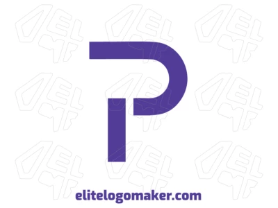 Design de logotipo minimalista com a letra "P" em linhas simples e cor roxa, oferecendo um visual barato e moderno para diversas marcas.