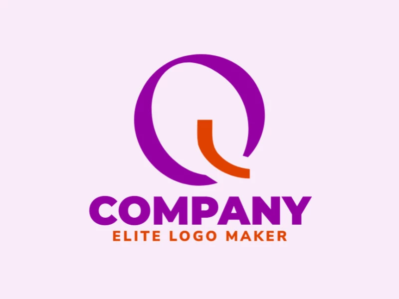 Um logotipo minimalista com a letra 'Q' em um design elegante, misturando perfeitamente tons vibrantes de laranja e roxo profundo para um visual moderno e atraente.