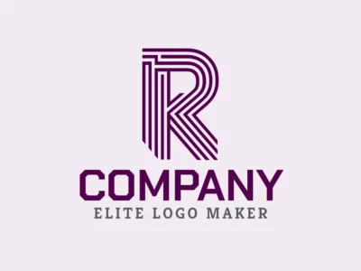 Um logotipo minimalista e criativo com a letra 'R' em roxo, perfeito para representar elegância e modernidade.