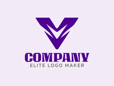 Um logo elegante e minimalista com a letra 'V', elegantemente elaborado em roxo para transmitir um senso de criatividade e sofisticação.