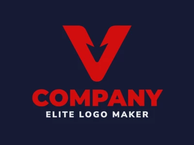 Logotipo vetorial minimalista com a forma da letra 'V' em vermelho, totalmente personalizável para vários usos.