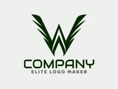 Um design de logotipo minimalista e elegante, apresentando a letra "W" em verde, transmitindo sofisticação e modernidade.