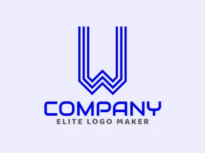 Um logotipo minimalista profissional e atraente com a letra 'W' azul, projetado com linhas limpas para uma presença de marca marcante e elegante.