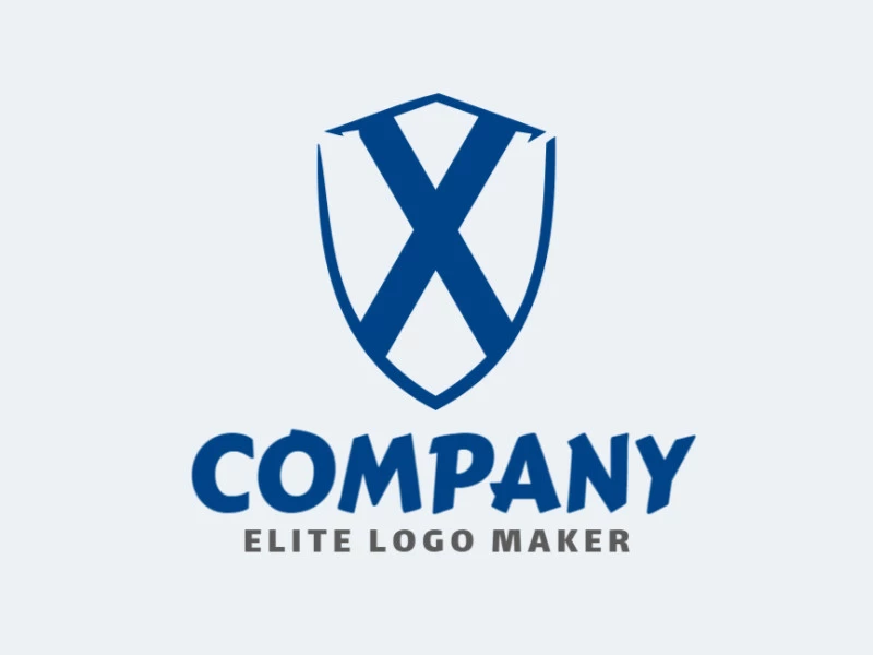 Um logotipo minimalista combinando a letra 'X' com um escudo de guerreiro, oferecendo um design excelente e apropriado para uma identidade de marca forte e memorável.