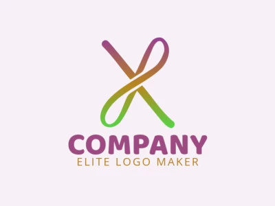 Um design de logotipo dinâmico e personalizável com um 'X' em degradê entrelaçado com um laço de presente, simbolizando versatilidade e criatividade.