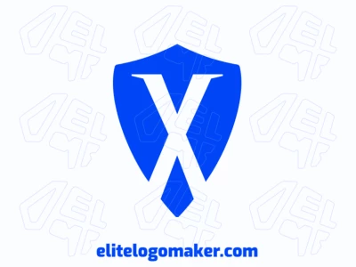 Um design emblema notável com a letra 'X' dentro de um escudo azul ousado, representando força e reconhecimento.