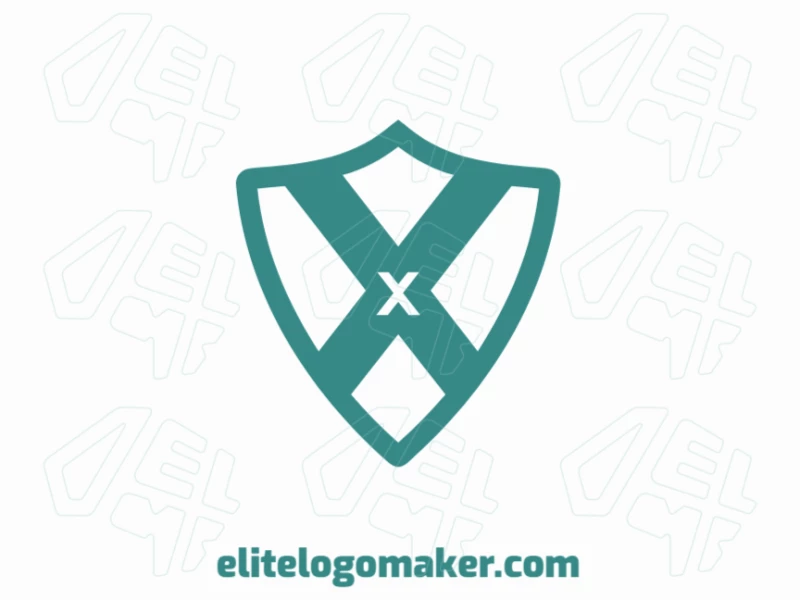 Um logo emblema notável e personalizável com a letra 'X' dentro de um escudo verde, projetado para causar uma impressão ousada com sua forma única.