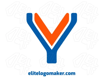 Logotipo pictórico customizável com a letra "Y" nas cores azul e laranja para um design vibrante e único.