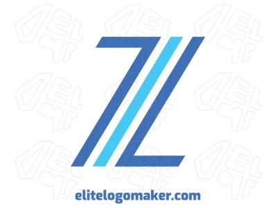 Design de logo business com letra "Z" simples e cores azuis em estilo minimalista, perfeito para uma marca clara e profissional.