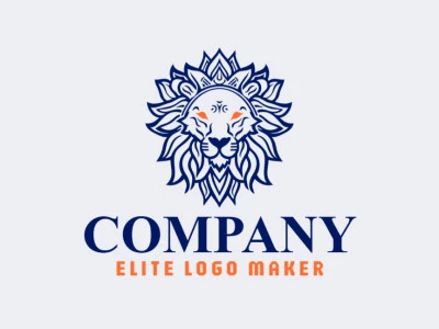 Um design de logo majestoso com um emblema de leão simetricamente elaborado, exalando poder e elegância.