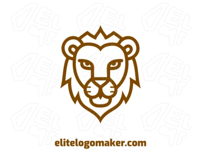 Cabeça de leão desenhada em estilo monoline, criando um modelo de logotipo animal elegante e moderno com linhas ousadas e sofisticadas.