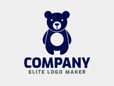 Um logotipo abstrato apresentando um pequeno urso, projetado com tons de azul para evocar uma sensação de calma e criatividade.