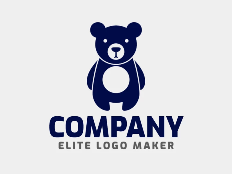 Um logotipo abstrato apresentando um pequeno urso, projetado com tons de azul para evocar uma sensação de calma e criatividade.