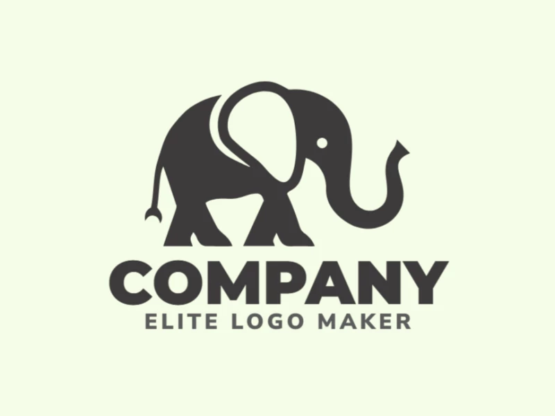 Um logotipo elegante e minimalista com um pequeno elefante estilizado, linhas limpas e design simples, proporcionando um visual sofisticado e acessível.