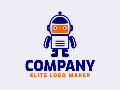 Logotipo com a forma de um robozinho com as cores laranja e azul escuro, esse logotipo é ideal para diferentes áreas de negócio.