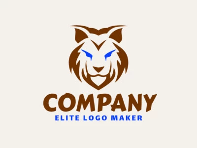 Logotipo customizável com a forma de um lince com design criativo e estilo simétrico.