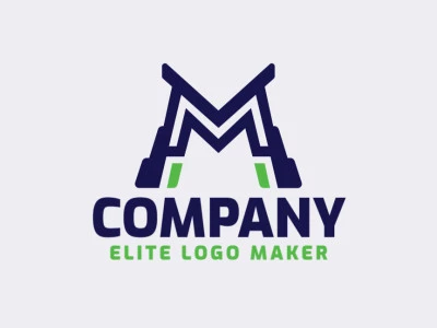 Logotipo com design criativo, formando uma letra "M" com estilo letra inicial e cores customizáveis.