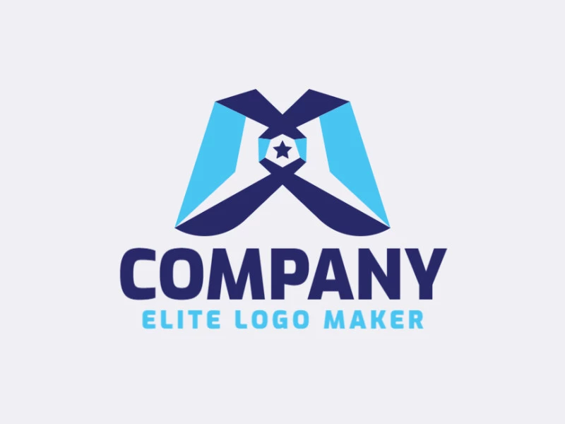 Logotipo ideal para diferentes negócios com a forma de uma letra "M" combinado com uma estrela , com design criativo e estilo letra inicial.