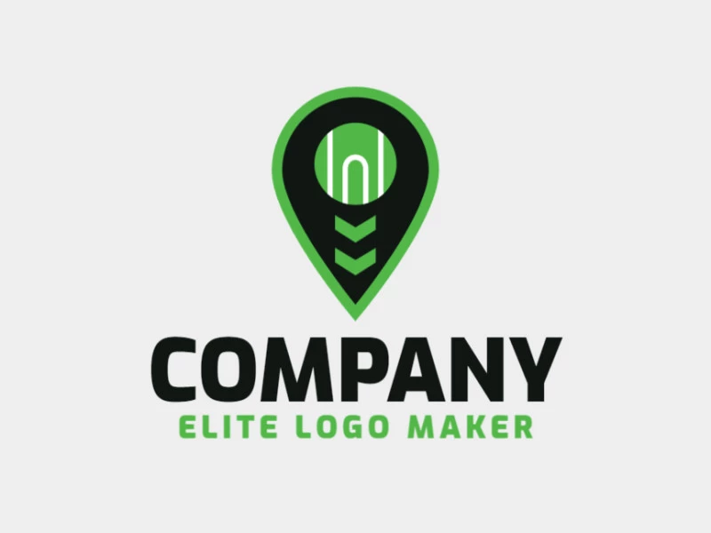 Logotipo com design criativo formando um mapa combinado com uma câmera, com estilo abstrato e cores customizáveis.