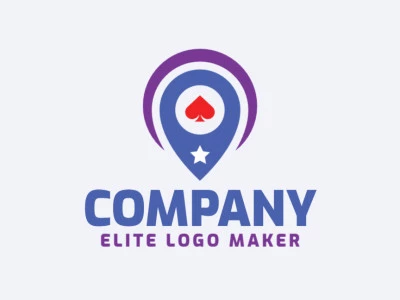 Logotipo customizável com a forma de um mapa combinado com um naipe de espadas, com design criativo e estilo minimalista.