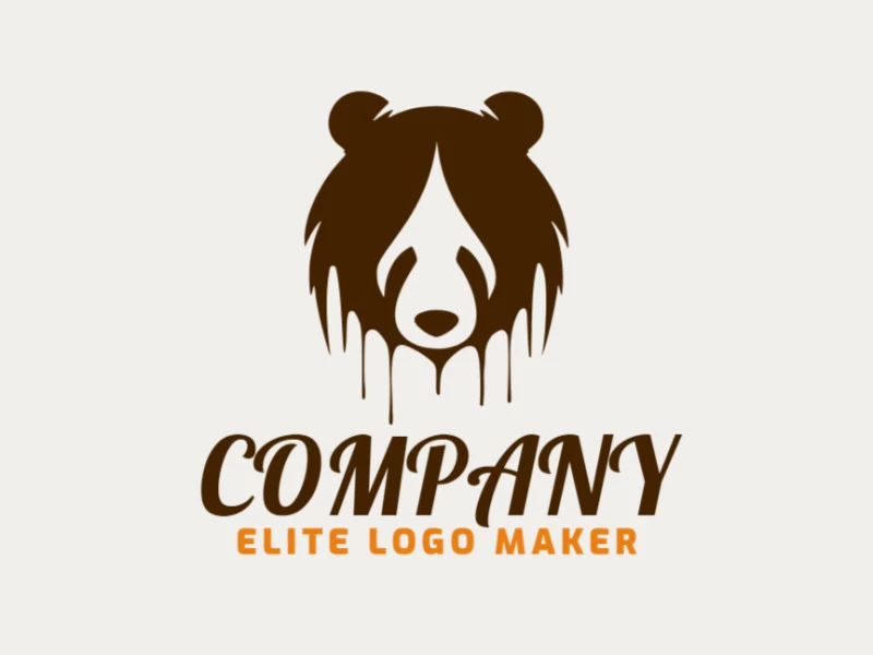 Logotipo criativo com a forma de um urso derretendo com design simples e cor marrom escuro.