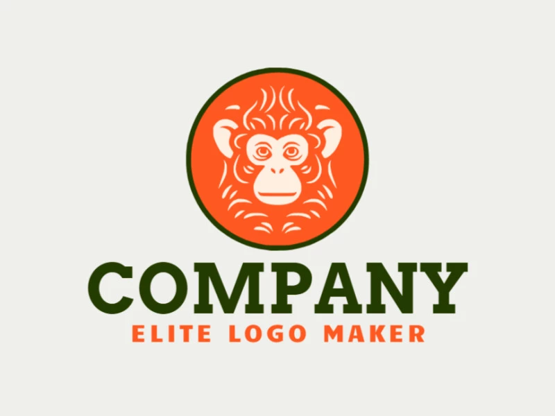 Emitindo brincadeira e charme, este logotipo circular retrata um macaco encantador, capturando seu espírito animado. A combinação vibrante de laranja, preto e bege traz uma energia cativante ao design.