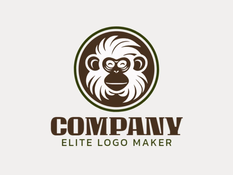 Logotipo memorável com a forma de um cabeça de macaco com estilo abstrato, e cores customizáveis.