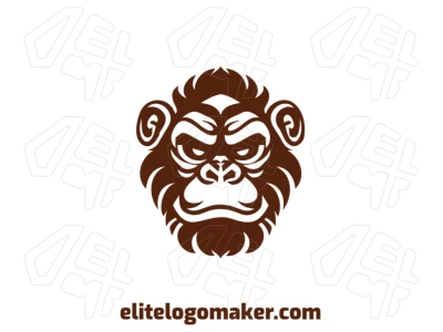 Logotipo simétrico de cabeça de macaco com design abstrato, uma boa opção para marcas que buscam identidade ousada com design moderno e equilibrado.