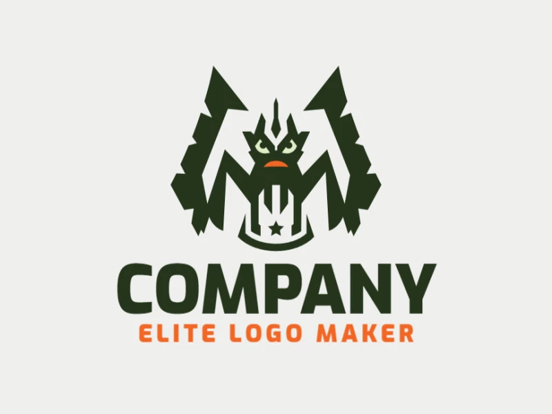 Crie um logotipo ideal para o seu negócio com a forma de um monstro com estilo simétrico e cores customizáveis.