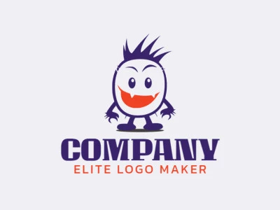 Logotipo de monstro alegre em laranja, cinza e roxo - perfeito para uma vibração divertida e adequada para crianças.