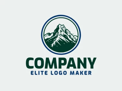 Logotipo com a forma de montanhas com as cores azul e verde escuro, esse logotipo é ideal para diferentes áreas de negócio.