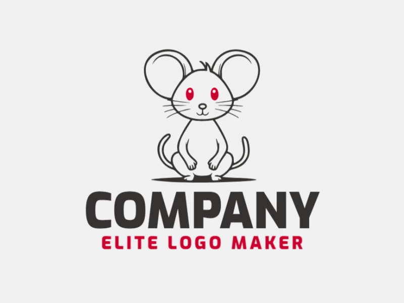 Crie um logotipo para sua empresa com a forma de um rato com estilo monoline e com as cores vermelho e preto.