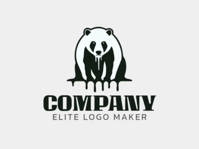 Um logotipo profissional em forma de um urso de petróleo com um estilo simples, a cor utilizada foi preto.